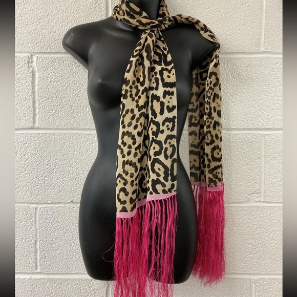 Coach Accessories - COACH silky,leopard and magenta tassels limited edition scarf